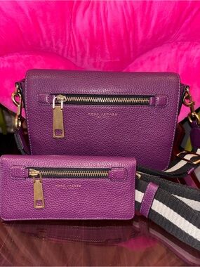 Marc Jacobs Purple Pebbled Leather Crossbody with Matching Wallet